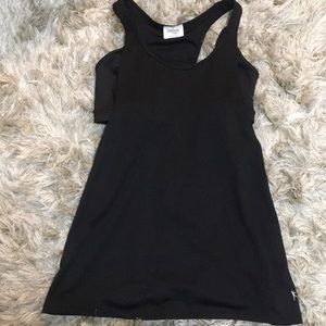 black work out tank top with a built in sports bra